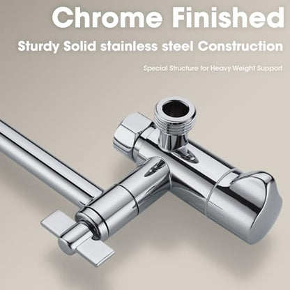 TRUSTMI Shower Arm Diverter with 10 Inch Adjustable Arm to High Rise or Lower Shower Head Combo Offset, Stainless Steel, Polished Chrome - color: Chrome