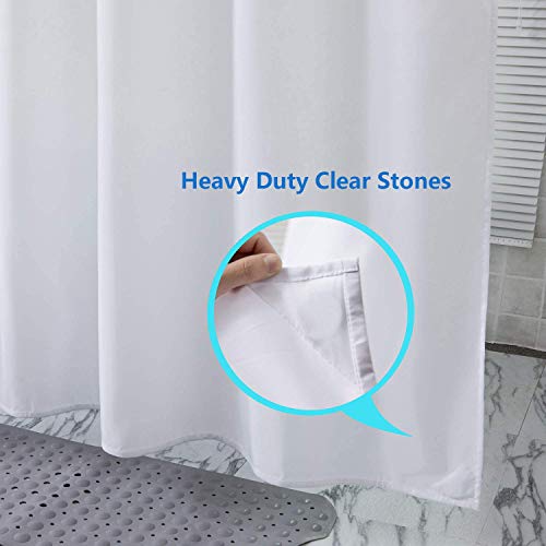 Hibate White (72x78 Inches) Fabric Shower Curtain Liners Hotel Quality Machine Washable Bath Bathroom w/12pcs Hooks - color: White, size: 72"W x 78"L (Pack of 1)