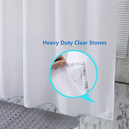 Hibate White (72x78 Inches) Fabric Shower Curtain Liners Hotel Quality Machine Washable Bath Bathroom w/12pcs Hooks - color: White, size: 72"W x 78"L (Pack of 1)