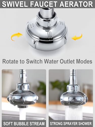 UFO-shaped 360° Swivel Kitchen Faucet Extender,Anti-Splash Dual-function Kitchen Faucet Sprayer Attachment,Large-diameter Shower Head Sink Aerator,Water Saving-8 Inch - style: LONG