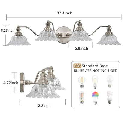 XIEDUN Brushed Nickel 4 Light Vanity Light - color: Brushed Nickel, size: 4 Light