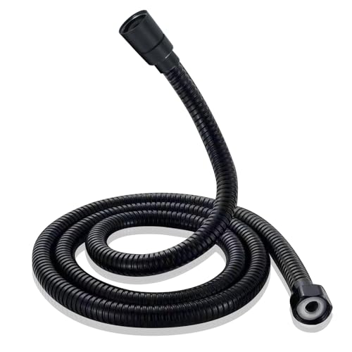 Metal 71 Inch Shower Head Hose, Stainless Steel Handheld Shower Head Hose Extra Long for Bathroom, Brass Insert and Nut, Anti-Twist - Matte Black - color: Matte Black