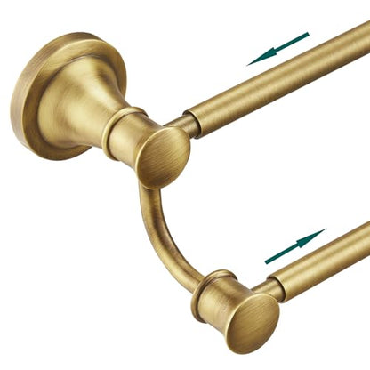 Hoimpro Adjustable Retractable 15-27 Inches Stainless Steel Bathroom Towel Bar, Bathroom Accessories Bath Hotel Double Towel Bar Rod Hanger Wall Mounted Towel Holder Towel Rack, Antique Brass - color: Antique Brass