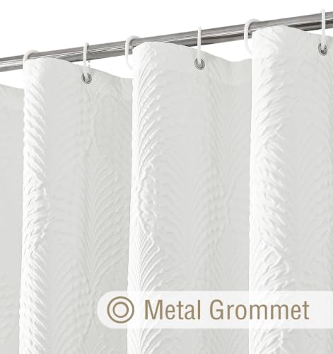 72x84 Extra Long Shower Curtain, White 3D Embossed Half Bath Curtain - color: White, size: 72"W x 84"L (Pack of 1)