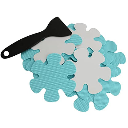 20PCS Safety Shower Treads Adhesive Appliques Non-Slip Bathtub Stickers with Premium Scraper