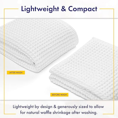 Alusa Home Ultra Soft Viscose from Bamboo Waffle Towels - Lightweight Bath Towel Set of 6 - Compact, Quick Dry & Lint Free (White) - color: White