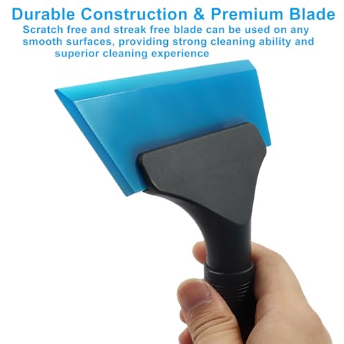 5 Inch Silicone Squeegee, Blue | Non Slip Handle, Streak-Free Cleaning, For Car, Glass, Mirror, Shower, Door, Bathroom - color: Blue
