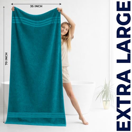 DAN River 2 Pack Bath Sheets Extra Large 35x70, Large Bath Towels for Adults, XL Oversized Heavy Duty Towel Set, 600 GSM 100% Ring Spun Cotton, Soft Quick Dry, Teal - color: Teal, size: Bath Sheet 35x70" (PK 2)