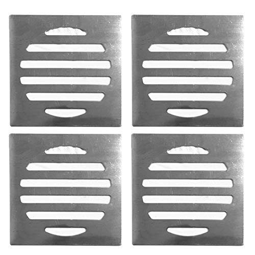 NGe 4Pcs Silver Tone 304 Stainless Steel Square Floor Drain Cover Drain Protection Cover 3 Inch 6 Holes - size: Square 3 Inch