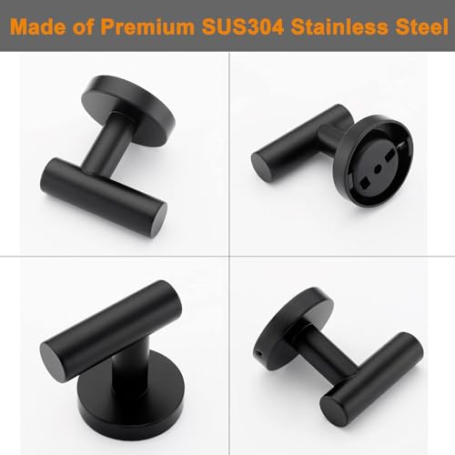 Nolimas Towel Coat Hook Matte Black, SUS304 Stainless Steel Bathroom Clothes Cabinet Closet Sponges Robe Hook Wall Mounted Round Kitchen Heavy Duty Door Hanger 4 Packs - color: 4pcs Matte Black