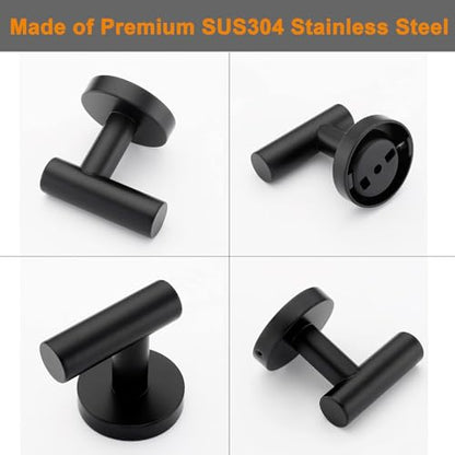 Nolimas Towel Coat Hook Matte Black, SUS304 Stainless Steel Bathroom Clothes Cabinet Closet Sponges Robe Hook Wall Mounted Round Kitchen Heavy Duty Door Hanger 4 Packs - color: 4pcs Matte Black