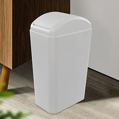 Obstnny 14 L / 3.5 Gallon Slim Plastic Trash Can for Narrow Spaces at Bathroom or Office, Bedroom, R