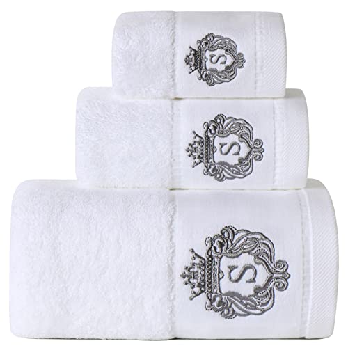 Luxury Bathroom Super Soft and Highly Absorbent Premium 100% Cotton Bath Towel Set for Gifts (White-S) - color: White-s