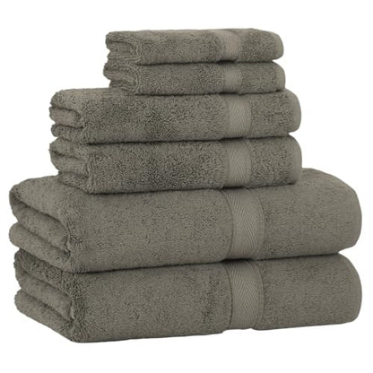 Supreme Terry 6-Piece Premium Towel Set, Soft & Plush 100% Turkish Cotton, Spa Quality, 2 Bath Towel 2 Hand Towels 2 Washcloths-Dark Grey - color: Dark Grey, size: 6 Pcs Set