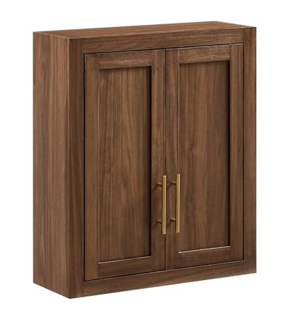 Crosley Furniture Savannah Wall Mounted Bathroom Storage Medicine Cabinet with Shelves, Walnut - color: Walnut, style: Wall Cabinet