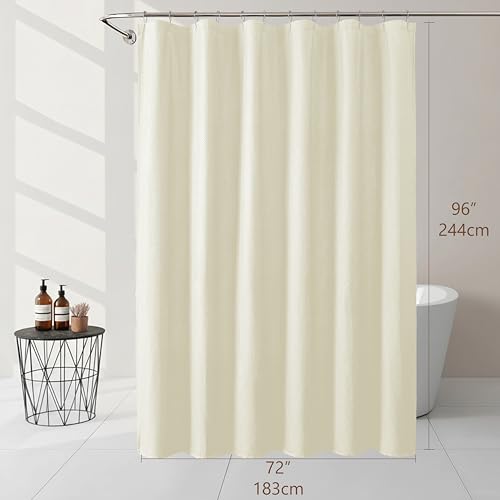 Extra Long Cream Shower Curtain 96 Inch Long 1 Piece, Waffle Embossed Textured Fabric Shower Curtain for Bathroom Large Hotel, Water Resistant, Machine Washable, 72Wx96L Inches - color: Cream, size: 72"W x 96"L (Pack of 1)