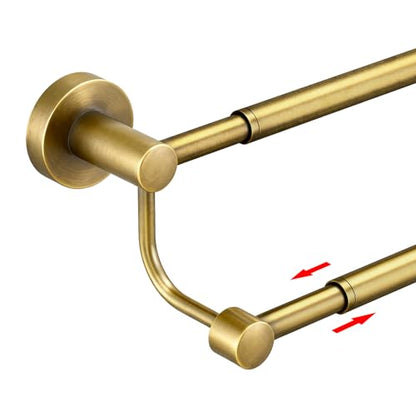 Double Towel Bar Bathroom Towel Rack Towel Rod Holder Antique Brass | Adjustable 16-26 In,Wall Mounted Towel Holder, Stainless Steel, Rustproof, Towel Bar Rod Hanger Hardware Accessories Hotel - color: Antique Brass