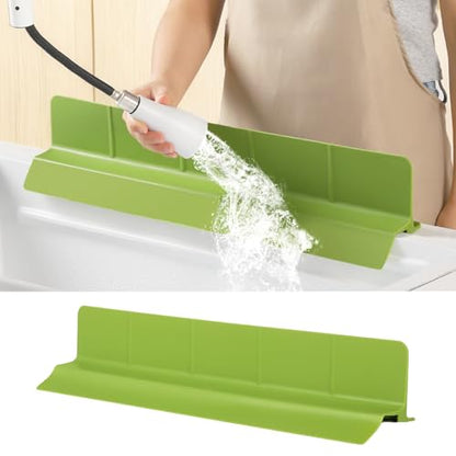 23" Ultra Silicone High Sink Splash Guard, Matcha Green | Released in 2026, Self-Draining Water Splash Guard, for Kitchen Sink&Bathroom&Island, 3.5" Splash Guard, 7 Strong Suction Cup - color: Matcha Green