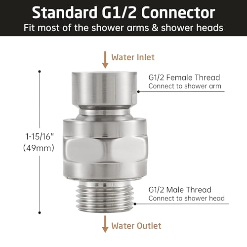 KES Shower Connector Ball Joint Shower Head Swivel Adapter Brass Adjustable | Shower Arm Extension Universal Component Brushed Nickel, PSB101-BN - color: Brushed Nickel