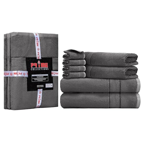Ultra Soft Luxury Bamboo Viscose Cotton Bath Towel Set 8 Piece Towels 600 GSM 2 Bath Towels 2 Hand Towels and 4 Washcloths (Dark Grey, 8) - color: Dark Grey