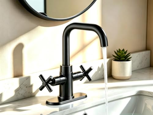 Bathroom Sink Faucet, 4 Inch Single Hole or 3 Hole Centerset Vanity Faucet, 2-Handle Handle Single Hole Bahroom Sink Faucet, Pop Up Drain Oil Rubbed Bronze Finish DF-1265CCH-ORB - color: Oil Rubbed Bronze