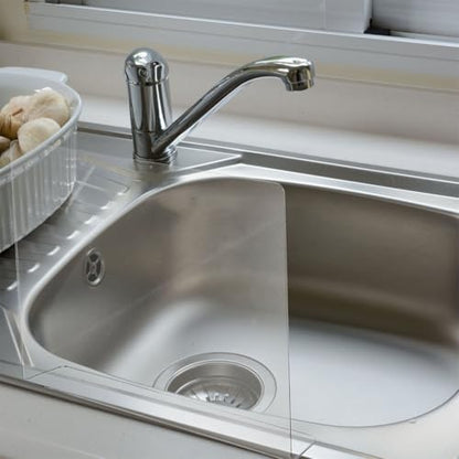PRETYZOOM Acrylic Kitchen Sink Splash Guard 13.77 X 8.26 Inch Clear Water Barrier Panel for Countertop and Bathroom Sink Protection - size: 35.00X21.00X5.00CM