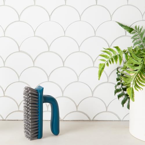 Full Circle Clean Ocean Grout & Tile Scrub Brush, for Shower, Bathroom, and Kitchen, Sustainably Made 100% from Recycled Ghost Fishing Nets - size: Scrub Brush