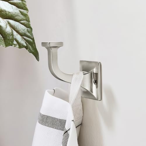 CHIVS Heavy Duty Sold Zinc Towel Hooks, Wall Mounted Square Robe Hooks for Bathroom, Kitchen, Bedroom, Hotel ，Brushed Nickel Wall Hook 5 Pack - color: Brushed Nickel