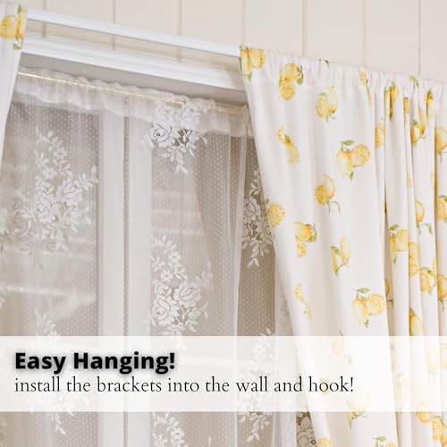 Yafa Home Fashion Heavy Duty Single Standard Adjustable Curtain Rod Hardware Included - color: White, size: 16” - 28” [2 PCS]