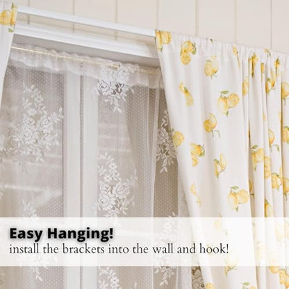 Yafa Home Fashion Heavy Duty Single Standard Adjustable Curtain Rod Hardware Included - color: White, size: 16” - 28” [2 PCS]