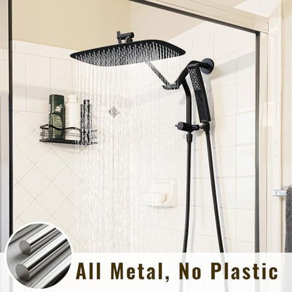 G-Promise 14 Inch Metal Rain Shower Head with Handheld (Oil Rubbed Bronze) | Suits Every Height, Pause Mode Diverter, Massage Mode Handheld, Full Body Coverage, Easy to Install, Modern Bath Upgrade - color: Oil Rubbed Bronze, size: 14 Inch