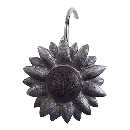 Park Designs Sunflower Shower Curtain Hook Set of 12 | Resin | Vintage Floral Motif | Rust-Resistant | Easy Glide | Farmhouse Bathroom Decor Accent