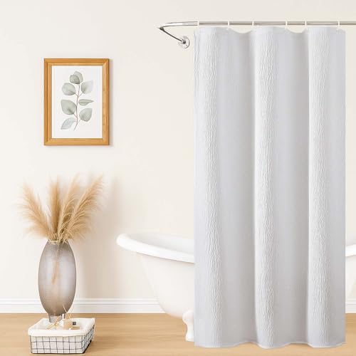 Aiyufeng 3D Textured White Small Shower Curtain for Bathroom, Fabric Shower Curtain Heavy Duty Cloth, Stall Size Narrow Bathroom Curtains, Machine Washable, 36x72 Inches - color: White, size: 36"W x 72"L (Pack of 1)