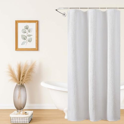 Aiyufeng 3D Textured White Small Shower Curtain for Bathroom, Fabric Shower Curtain Heavy Duty Cloth, Stall Size Narrow Bathroom Curtains, Machine Washable, 36x72 Inches - color: White, size: 36"W x 72"L (Pack of 1)
