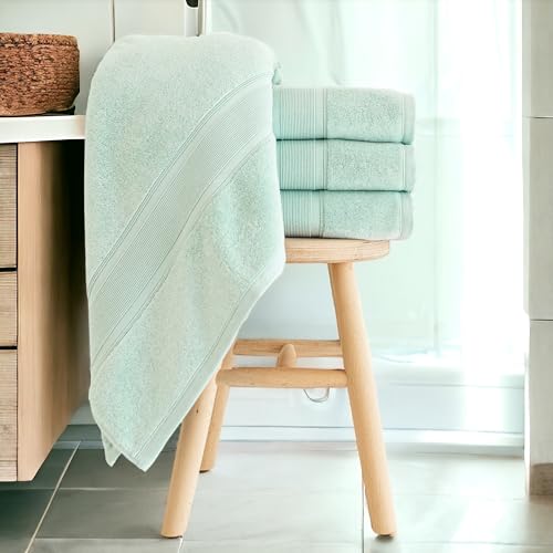 Luzia 8 Piece Bathroom Towel Set - 100% Turkish Cotton, Premium Quality - 2 Bath Towels 2 Hand Towels and 4 Washcloths - Glacier Green - color: Glacier Green