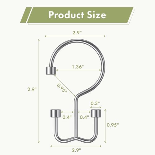 Chrome Shower Curtain Hooks, 12PCS Minimalist Simple Double Shower Curtain Rings, Rust-Resistant Metal Shower Hooks, Cylinders Shower Rings for Bathroom Shower Rods Curtains - color: Chrome, style: Cylinders - Double Hooks
