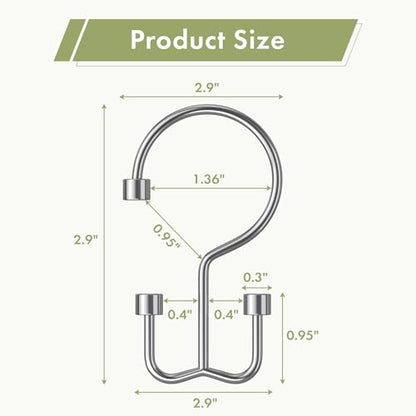Chrome Shower Curtain Hooks, 12PCS Minimalist Simple Double Shower Curtain Rings, Rust-Resistant Metal Shower Hooks, Cylinders Shower Rings for Bathroom Shower Rods Curtains - color: Chrome, style: Cylinders - Double Hooks