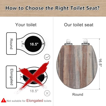 Angol Shiold Toilet Seat ROUND Molded Wood 16.5Inch(Board) | Quietly Close and Quick Release Metal Hinges, Easy to Install also Easy to Clean - color: Board, size: Round-16.5“