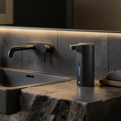 EKO Aroma Pro 13.5 fl oz Touchless Automatic Liquid Soap Dispenser, Rechargeable Hand & Dish Soap Dispenser for Bathroom and Kitchen, Waterproof, Adjustable Volume Control (Matte Black) - color: Matte Black, size: 13.5 oz (Premium Wireless Charging)