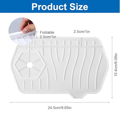 Silicone Sink Splash Guard, Multifunction Faucet Splash Guard, White Kitchen Faucet Mat for Kitchen and Bathroom Sink