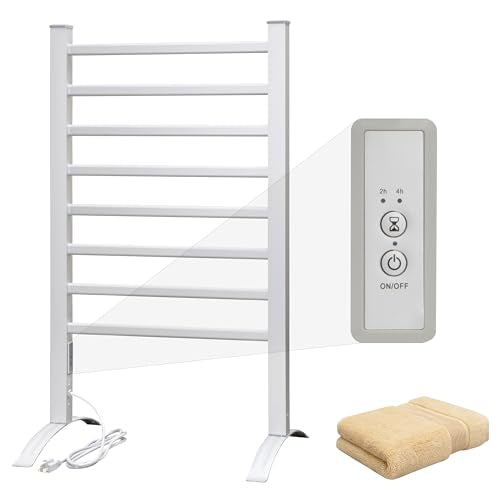 Towel Warmer 8 Bars for Bathroom Freestanding or Wall Mounted Bath Towel Heater Plug-in with Built-in Timer Silver - color: Silver-8 Bars, size: Stand Version