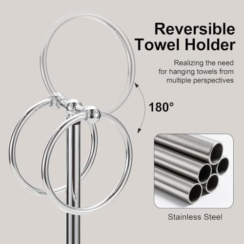 Adjustable Chrome Towel Rack,Freestanding Bathroom Towel Holder - color: Chrome