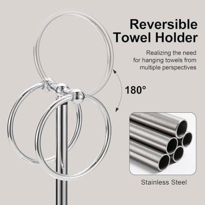 Adjustable Chrome Towel Rack,Freestanding Bathroom Towel Holder - color: Chrome