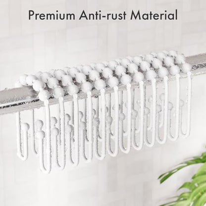 AmazerBath Shower Curtain Hooks White Metal Shower Curtain Rings Rust Proof, Double Sided Shower Curtain Hooks for Shower Curtain Liner Smooth Shower Hook Rings for Bathroom, Set of 12 - color: White, style: Modern