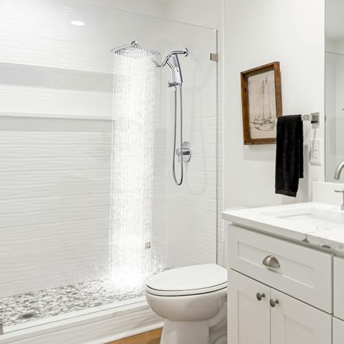 G-Promise 12 Inch All Metal Rain Shower Head with Handheld Spray (Chrome) | Suits Every Height, Pause Mode Diverter, Massage Mode Handheld, Full Body Coverage, Easy to Install, Modern Bath Upgrade - color: Chrome, size: 12 Inch