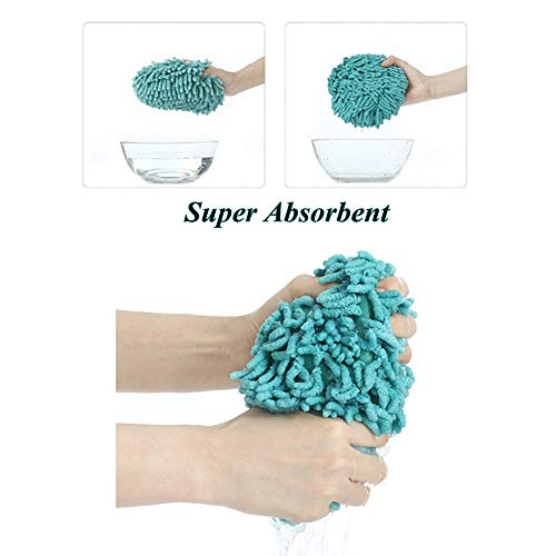 Chenille Hand Towels for Bathroom Soft Ball Quick Dry Hand Bath Hanging Hand Towel with Loop Absorbent Kitchen (2 Grey) (Blue+Grey) - color: Blue+grey