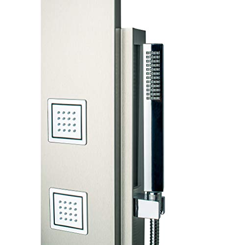 Blue Ocean 59 Inch Stainless Steel SPS8897 Shower Panel with Rainfall Shower Head, Body Nozzles, and Handheld Shower Head - style: 59 inch with 4 body Nozzles