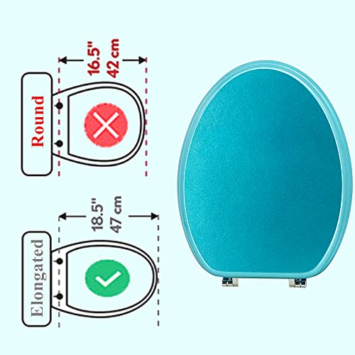 Elongated Toilet Seat Wood Toilet Seat Prevent Shifting with Zinc Alloy Hinges American Standard Size Toilet Seat Easy to Install also Easy to Clean(Elongated,Sparkling Sapphire Blue) - color: Sapphire Blue, size: Elongated