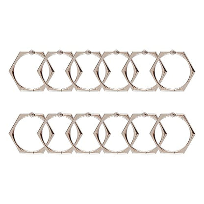 Shower Rings, Shower Curtain Rings for Bathroom, Rustproof Zinc Shower Curtain Hooks Rings, Set of 12 (Brushed Nickel) - color: Brushed Nickel