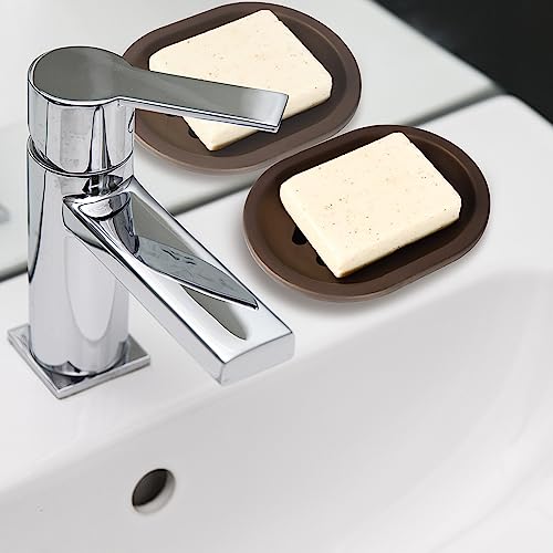 TOPSKY 4 Pcs Soap Dish for Shower, Soap Savers with Drip Tray, Plastic Double Layer Draining Soap Box for Bathroom - Bronze - color: Bronze 4pcs